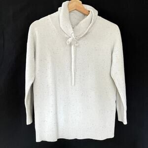J.Jill purejill white cowl neck knit sweater women's size medium cotton top
